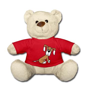 chien assis mignon petit chiot heureux animal de compagnie - Nounours - rouge - Devant