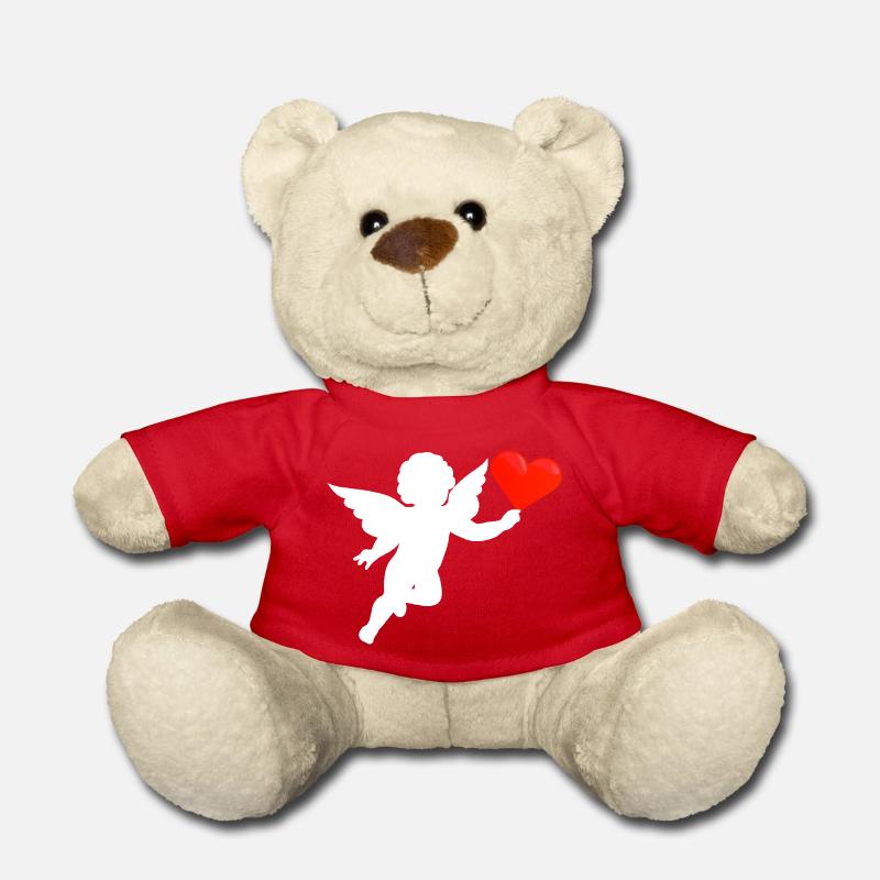 Angel heart, white - Teddy Bear - red