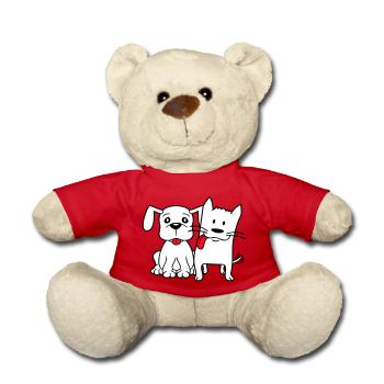 Chien Chat Deux Amis Équipe Chaton 2 Duo Équipage - Nounours - rouge - Devant