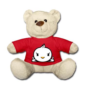 Vogel böse Mittelfinger zeigen Bad Boy hinter Zaun - Teddy - Rot - Vorne