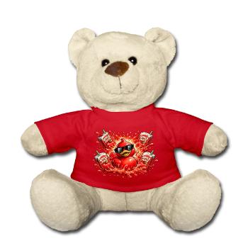 Red rubber duck with apple juice Splash - Teddy Bear - red - Front