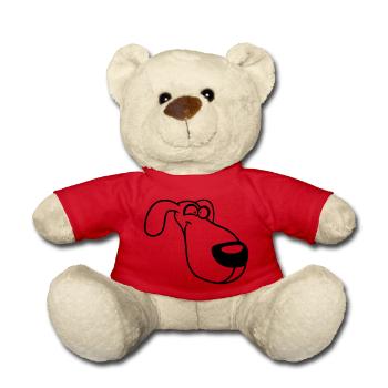 Hund Gesicht Lustig Albern Komisch Verrückt Comic - Teddy - Rot - Vorne