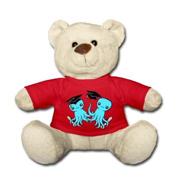 2 Octopus passed two high school graduation college - Teddy Bear - red - Front
