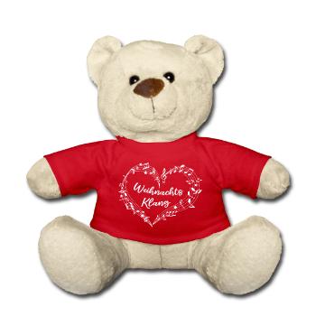 Christmas Sound - Heart of Musical Notes & Stars - Teddy Bear - red - Front