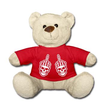 Mittelfinger Skelett Hand - Teddy - Rot - Vorne