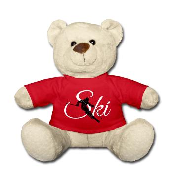 Ski (Vintage Schwarz/Weiß) Skifahren Skifahrer - Teddy - Rot - Vorne