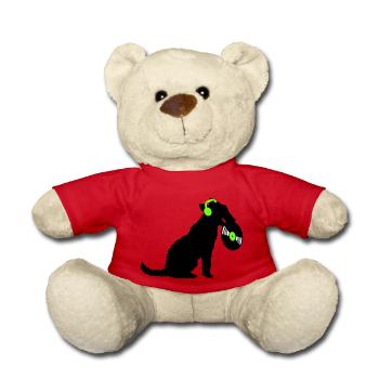 Hund DJ Musik Auflegen Club Disko Schallplatte Fun - Teddy - Rot - Vorne