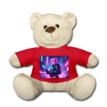 Neon Hacker Girl – Ready to Code & Conquer - Teddy - Rot - Vorne