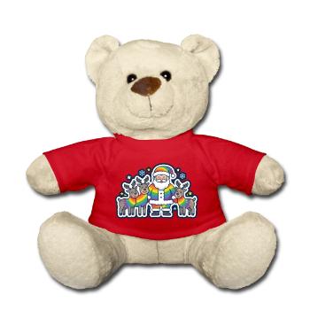 Regenbogen-Weihnachtsmann mit seinen Regenbogenrentieren - Teddy - Rot - Vorne