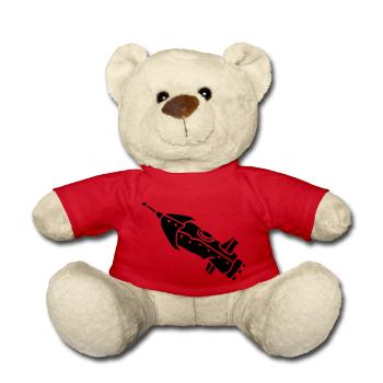 space shuttle space ship Rakete rocket satellite - Teddy Bear - red - Front