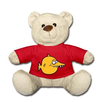 thick round funny comic fish - Teddy Bear - red - Front