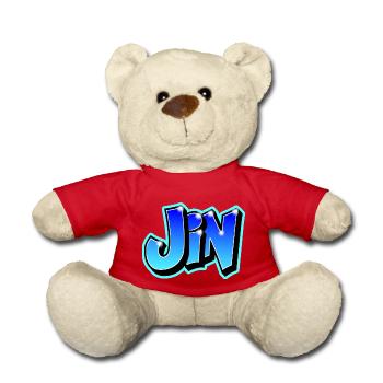 Graffiti "JIN" imrimable sur tout support - Nounours - rouge - Devant