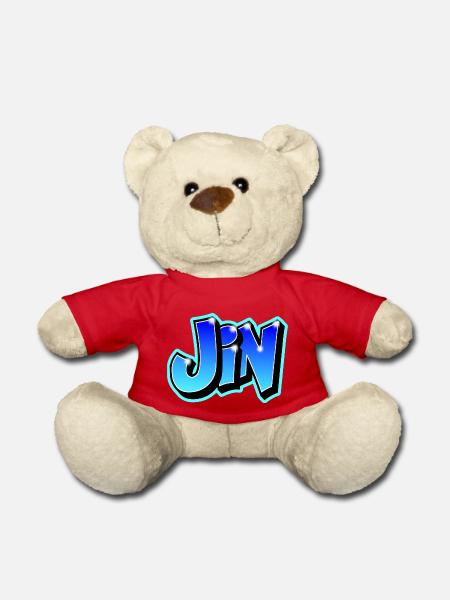 "JIN" graffiti imrimable on any medium - Teddy Bear - red
