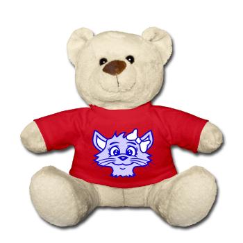 Cute Girl Cat Pretty Bow Woman Female - Teddy Bear - red - Front