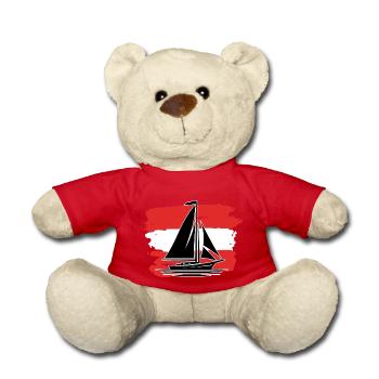 Austria Flag Sailboat - Teddy Bear - red - Front