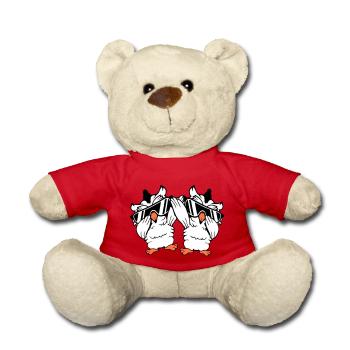 2 Owls Dabbing Dab Dance Pose Gesture Sunglasses - Teddy Bear - red - Front