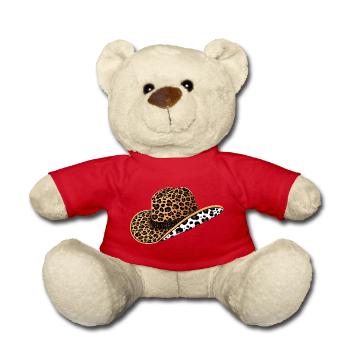 Cowboyhut mit Leoparden- und Kuhmuster – Trendiges - Teddy - Rot - Vorne