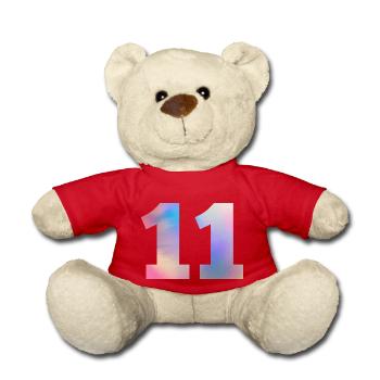 Bunte Zahl 11 - Teddy - Rot - Vorne