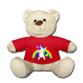Dabbing Unicorn Regenbogen Dab Dance Einhorn Kind - Teddy Bear - red - Front