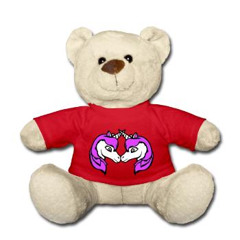2 Unicorns Team Pair Horns Friends Welcome Cute - Teddy Bear - red - Front
