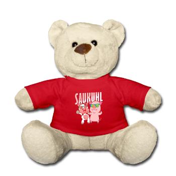 Kuh Schwein Sau Spruch Kinder - Teddy - Rot - Vorne