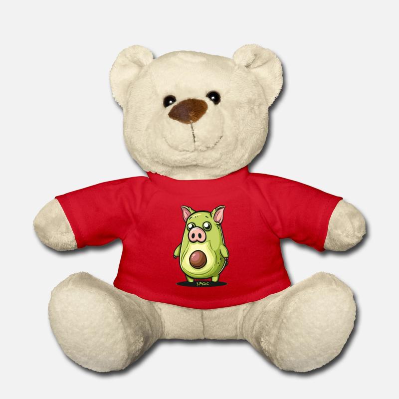 Cartoon eines lustigen niedlichen Avocado Schwein - Teddy - Rot