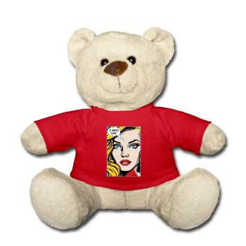Pop Art Cartoon I Miss You Woman - Teddy Bear - red - Front