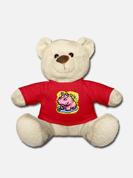 Hippopotame coloré et mignon - Nounours - rouge