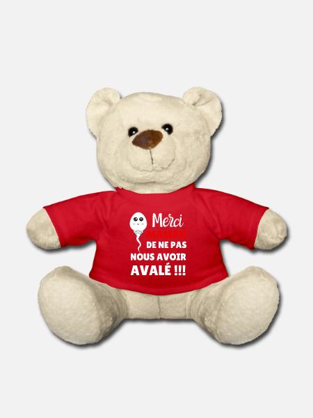 Merci maman de ne pas nous avoir avalé - Nounours - rouge