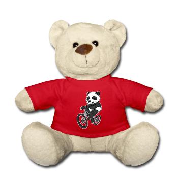 Panda Riding Bicycle T-Shirt Drôle Ours Sichuan - Nounours - rouge - Devant