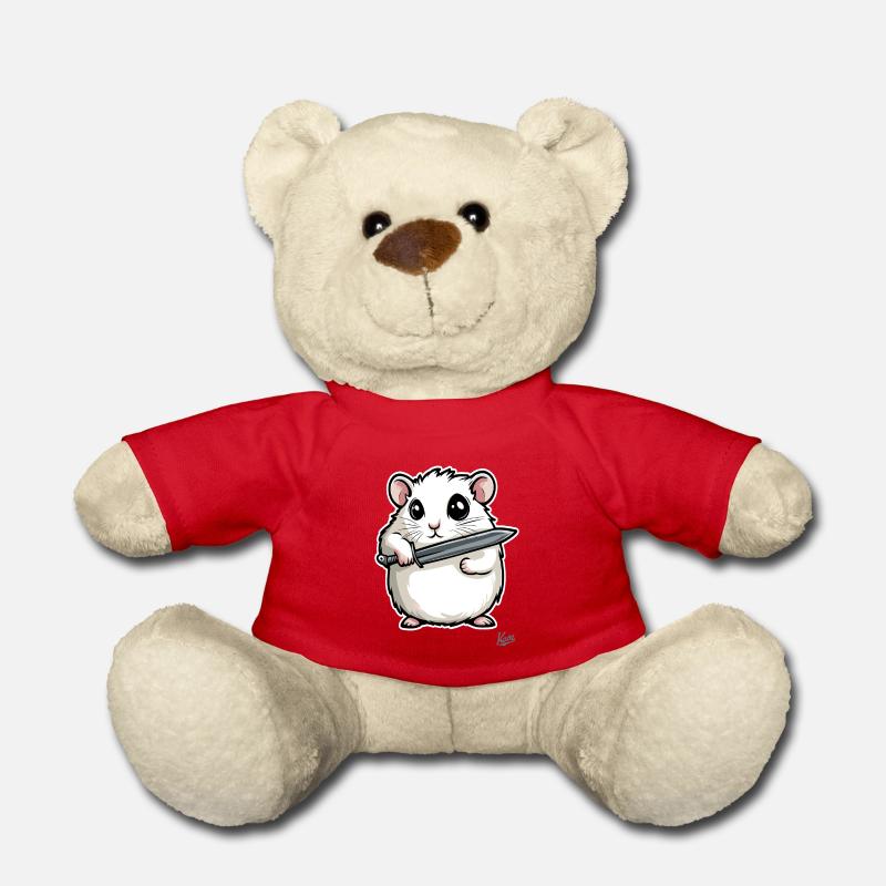 Lustiger Hamster mit Messer - Teddy - Rot