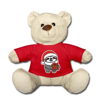 paresseux Père Noël Noël Mignon Style de bande dessinée - Nounours - rouge - Devant