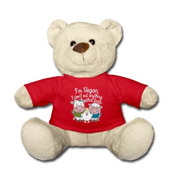 Je suis végétalien Je ne mange rien qui pète - Nounours - rouge - Devant