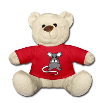 Mouse Nasty Angry Frustrated Aggressive Middle Finger - Teddy Bear - red - Front