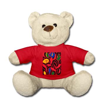 Matisse inspiriert: Abstraktes Blumenmuster Bunt - Teddy - Rot - Vorne