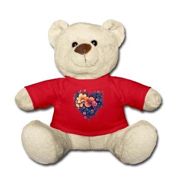 Herz aus stilisierten Blüten - Moderne Blumenkunst - Teddy - Rot - Vorne