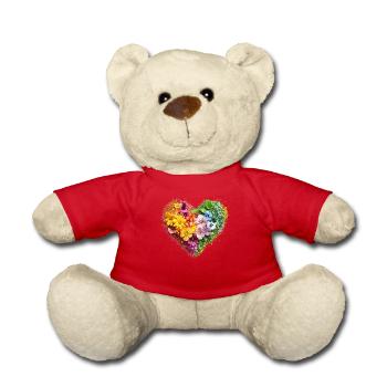 Blütenherz in Regenbogenfarben - Blumenpracht - Teddy - Rot - Vorne