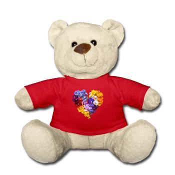 Heart of Pansies - Colorful Blossom Speech - Teddy Bear - red - Front