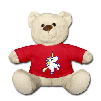 Unicorn Jumping Up Front Legs Cute Cartoon Horse - Teddy Bear - red - Front