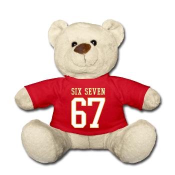 67 Six Seven - viral Meme - College - Teddy - Rot - Vorne