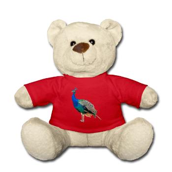 Paon bleu, naturel, photographie - Nounours - rouge - Devant