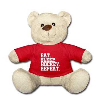 Puck Eat Sleep Hockey Repeat Gift - Teddy Bear - red - Front