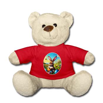 Hübscher Osterhase in Landschaft - Teddy - Rot - Vorne