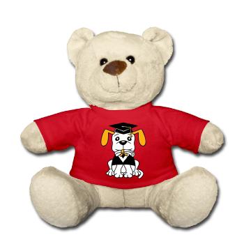 Hund Schulabschluss Zeugnis Gymnasium College Abi - Teddy - Rot - Vorne