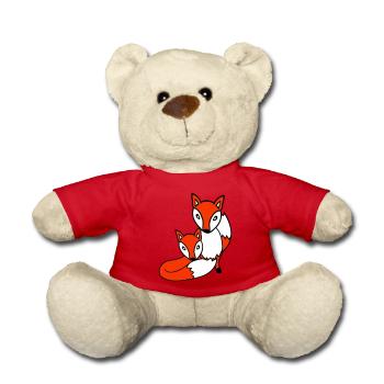 2 Foxes Friends Red Fox Two Wild Animals Team - Teddy Bear - red - Front
