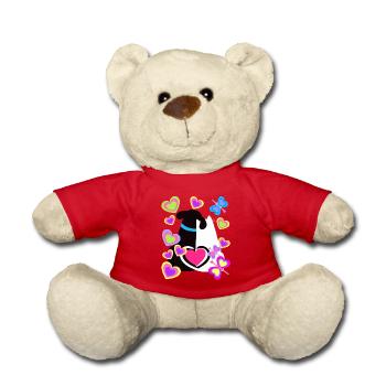Dog Cats Valentine Love Retro Vintage - Teddy Bear - red - Front