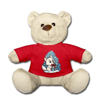 Niedlicher Wolf mit Geschenk an Weihnachten - Teddy - Rot - Vorne