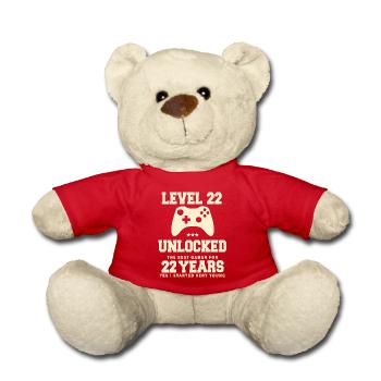 Level 22 Vintage Retro Vintage Geburtstag - Teddy - Rot - Vorne