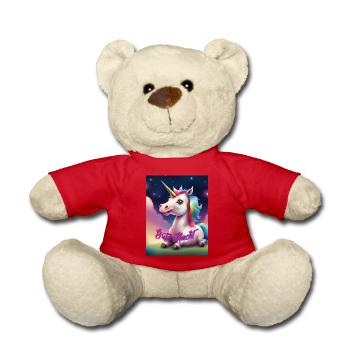 Gute Nacht Einhorn - Teddy - Rot - Vorne