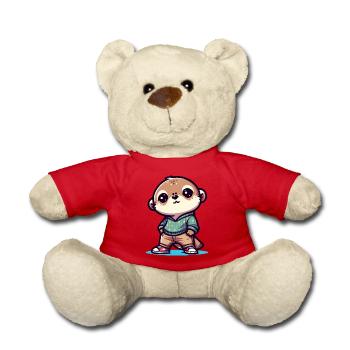 Cute Cartoon Otter in Casual Outfit - Teddy Bear - red - Front